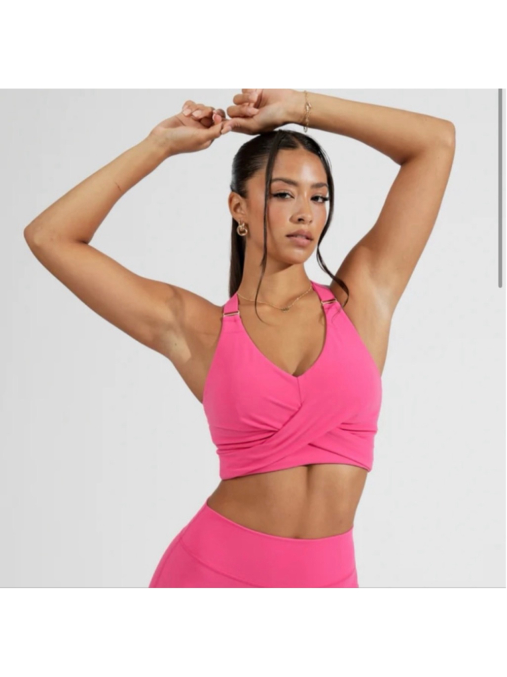 BuffBunny Hot Pink Cross-Front Sports Bra